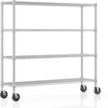 Heavy Duty Metal Shelves 4 Tier Storage Rack - Adjustable, Mobile
