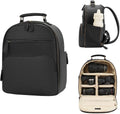 Small Camera Backpack Classic PU Leather for DSLR - Compact 10L