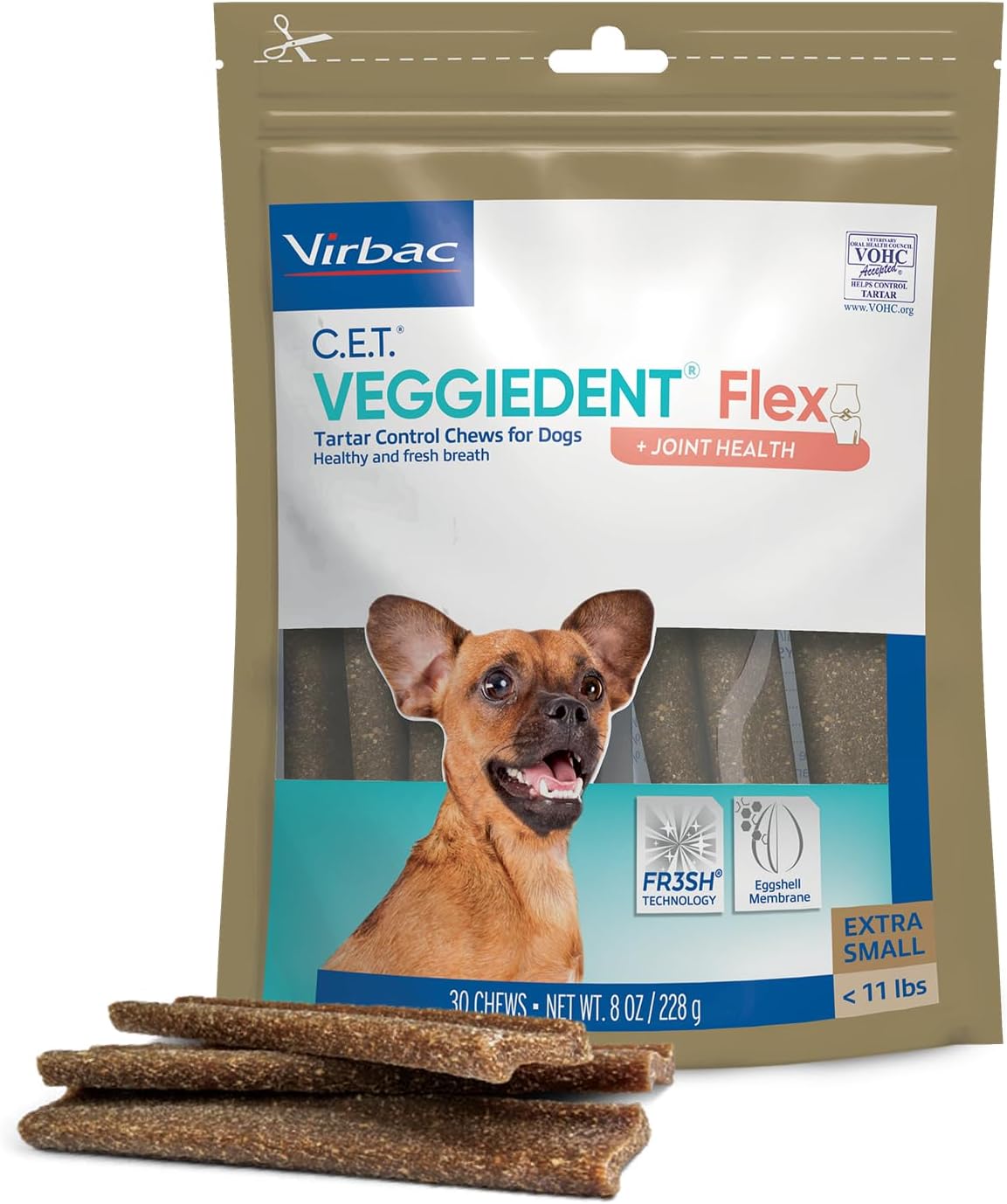 Virbac C.E.T. VEGGIEDENT Flex Chews for Dogs - Tartar Control