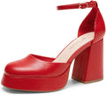 DREAM PAIRS Chunky Platform High Heels Closed Toe Ankle Strap Pumps