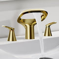 Gold Bathroom Faucet 3 Hole 8in Widespread - Modern Waterfall Design
