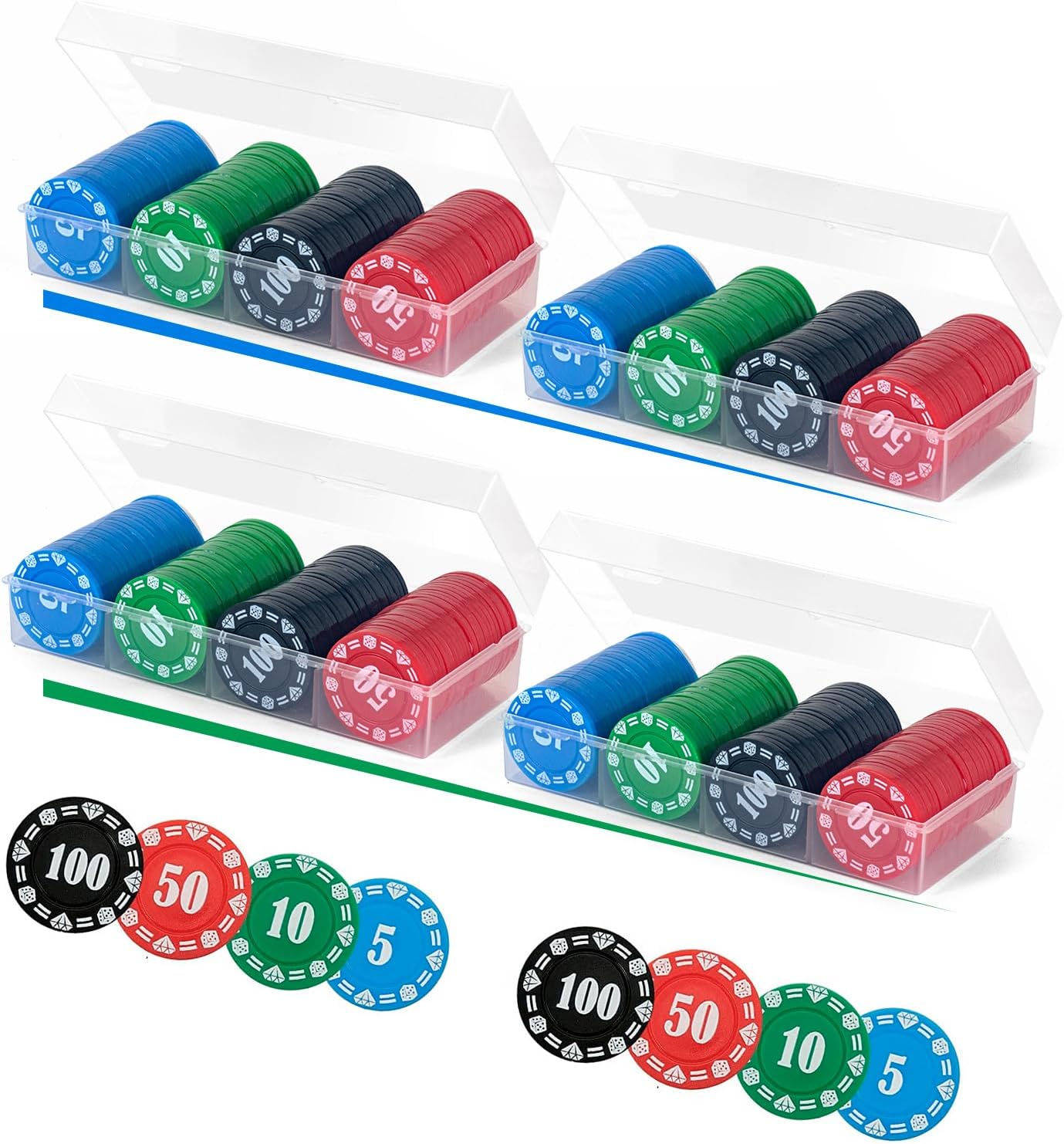 Plastic Poker Chips Set for Home Game Nights and Tournaments