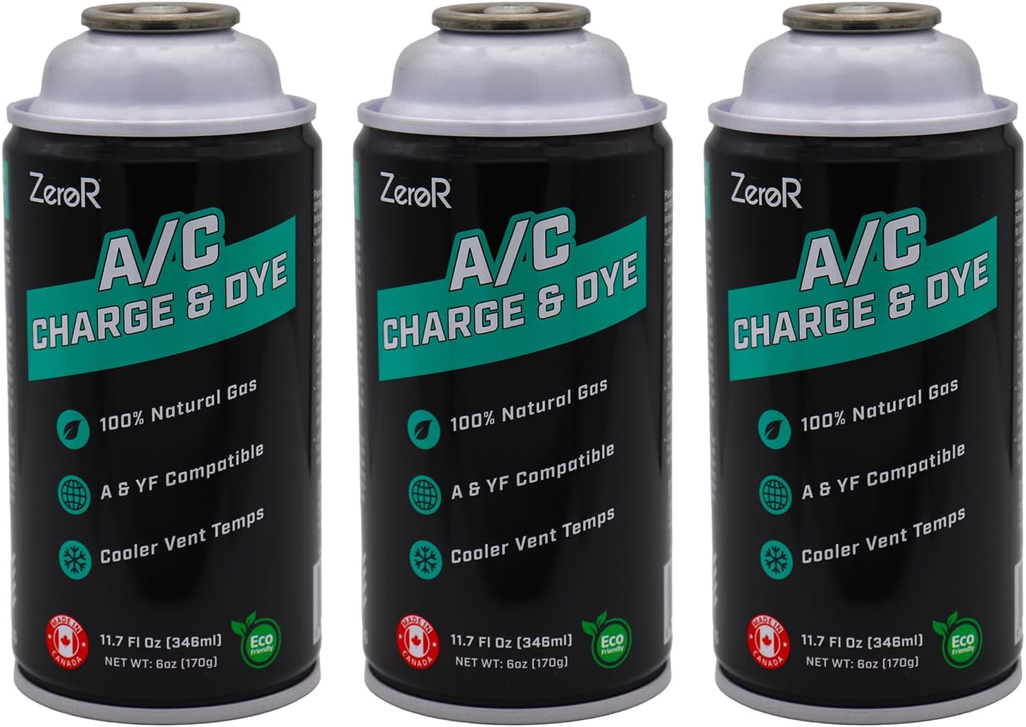 ZeroR AC Refrigerant R134a Replacement - 3 Cans with SSV Top