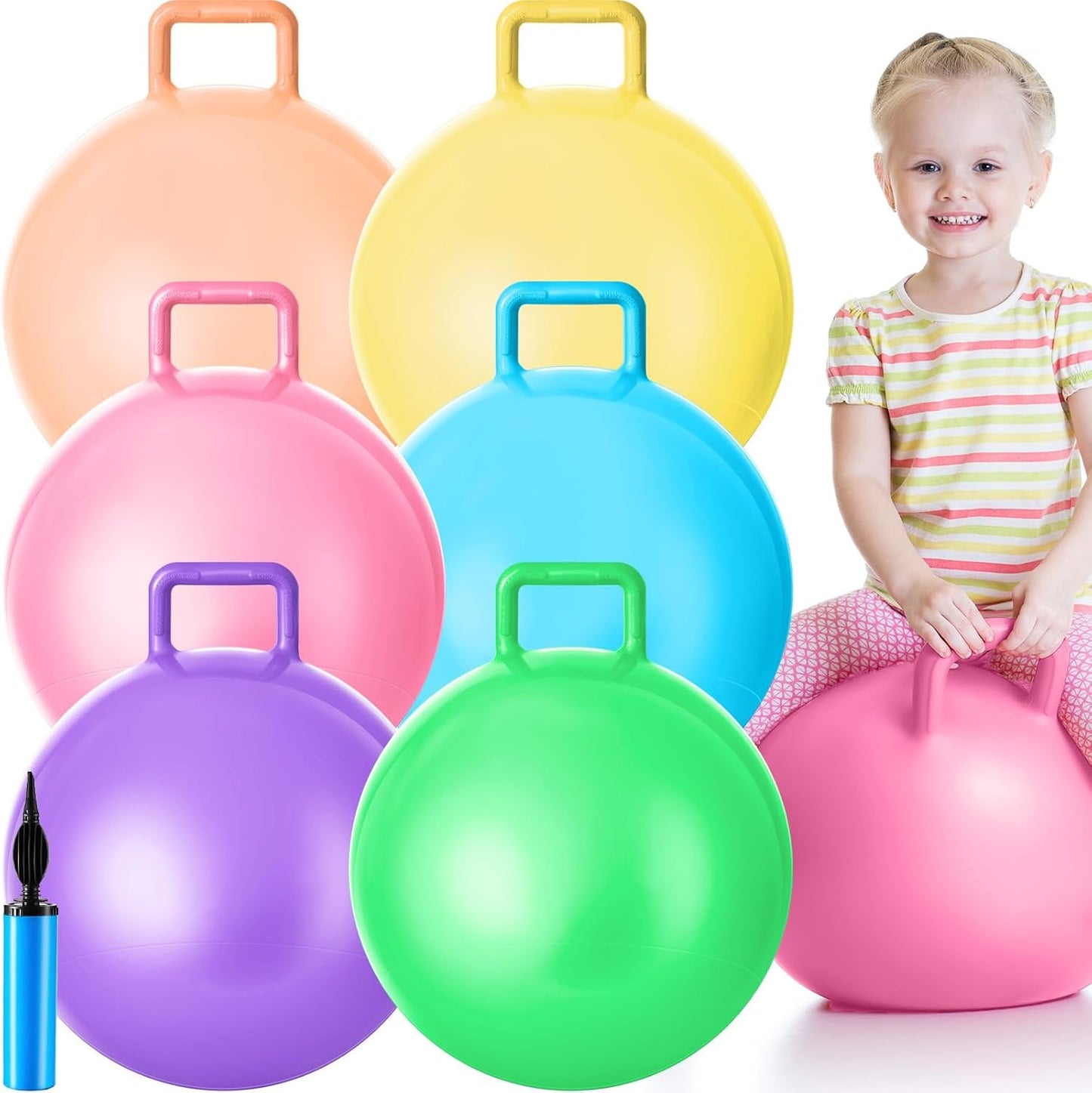 Hopper Ball Jumping Set - 6 Inflatable Bouncing Balls for Fun