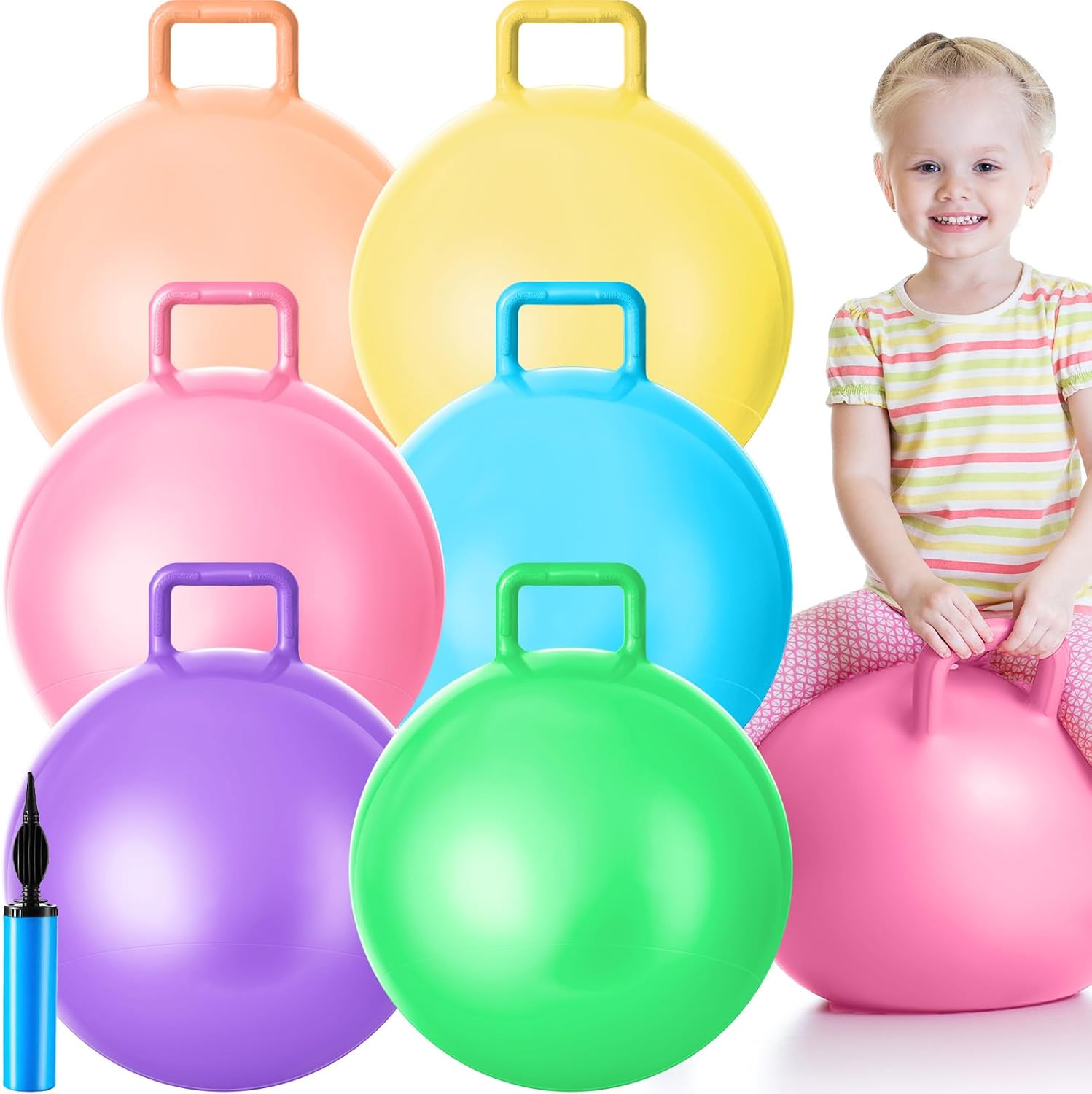 Hopper Ball Jumping Set - 6 Inflatable Bouncing Balls for Fun