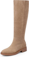 Modatope Knee High Boots Women Round Toe Chunky Low Heel Style