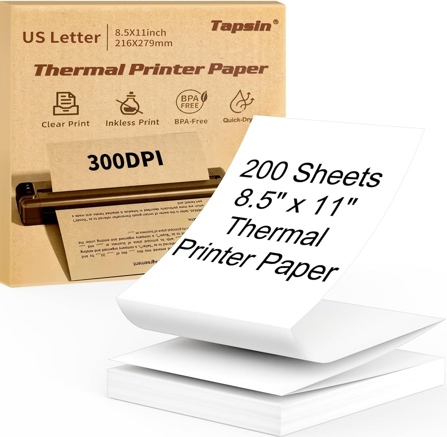 Quick-Dry Thermal Paper for M08F M832 Printer, 200 Sheets