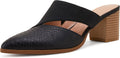 Womens Cutout Backless Mules with Chunky Stacked Heel - Comfortable
