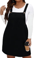 Corduroy Sleeveless Pinafore Overall Dress with Pockets - Cute Casual