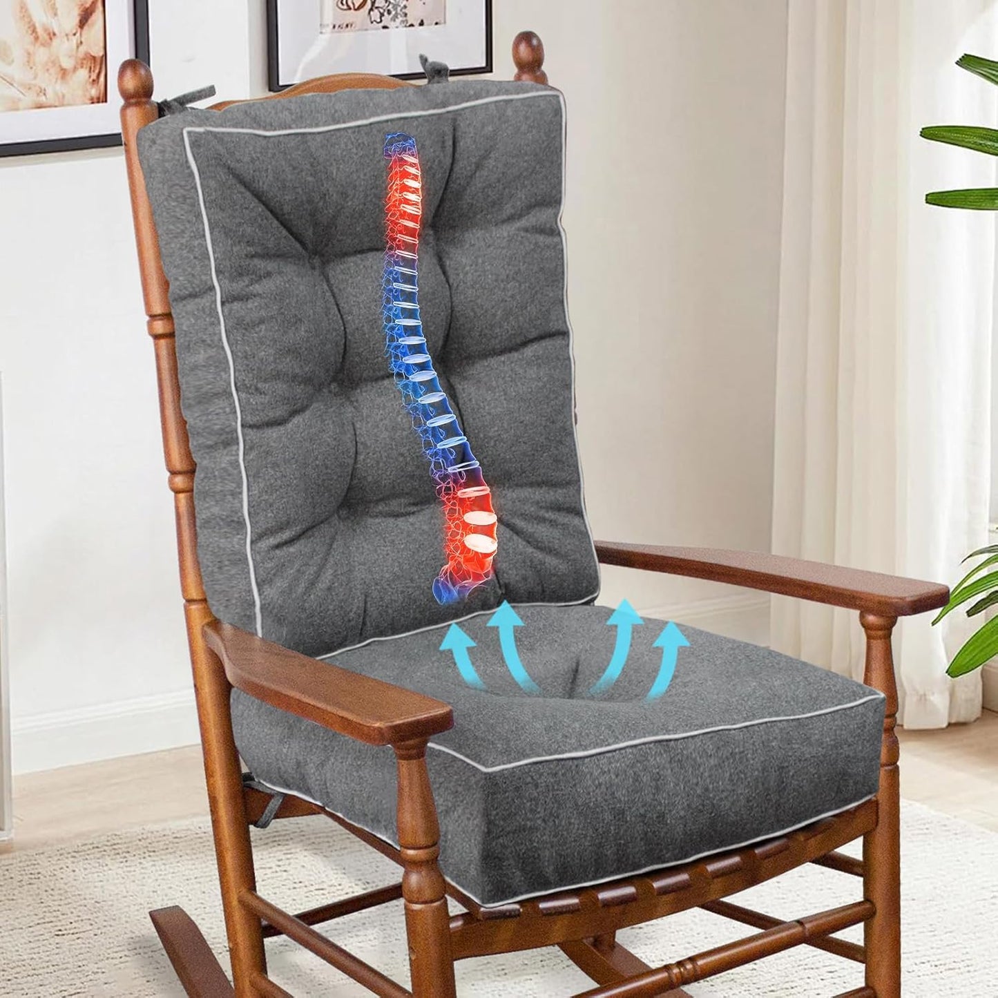 YZ HOME Rocking Chair Cushion Set with Memory Foam Comfort