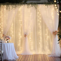 3010ft White Tulle Backdrop Curtain with Lights String for Parties