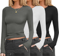 Ekouaer Womens 3 Pack Long Sleeve Shirts - Fitted Thermal Base Layers
