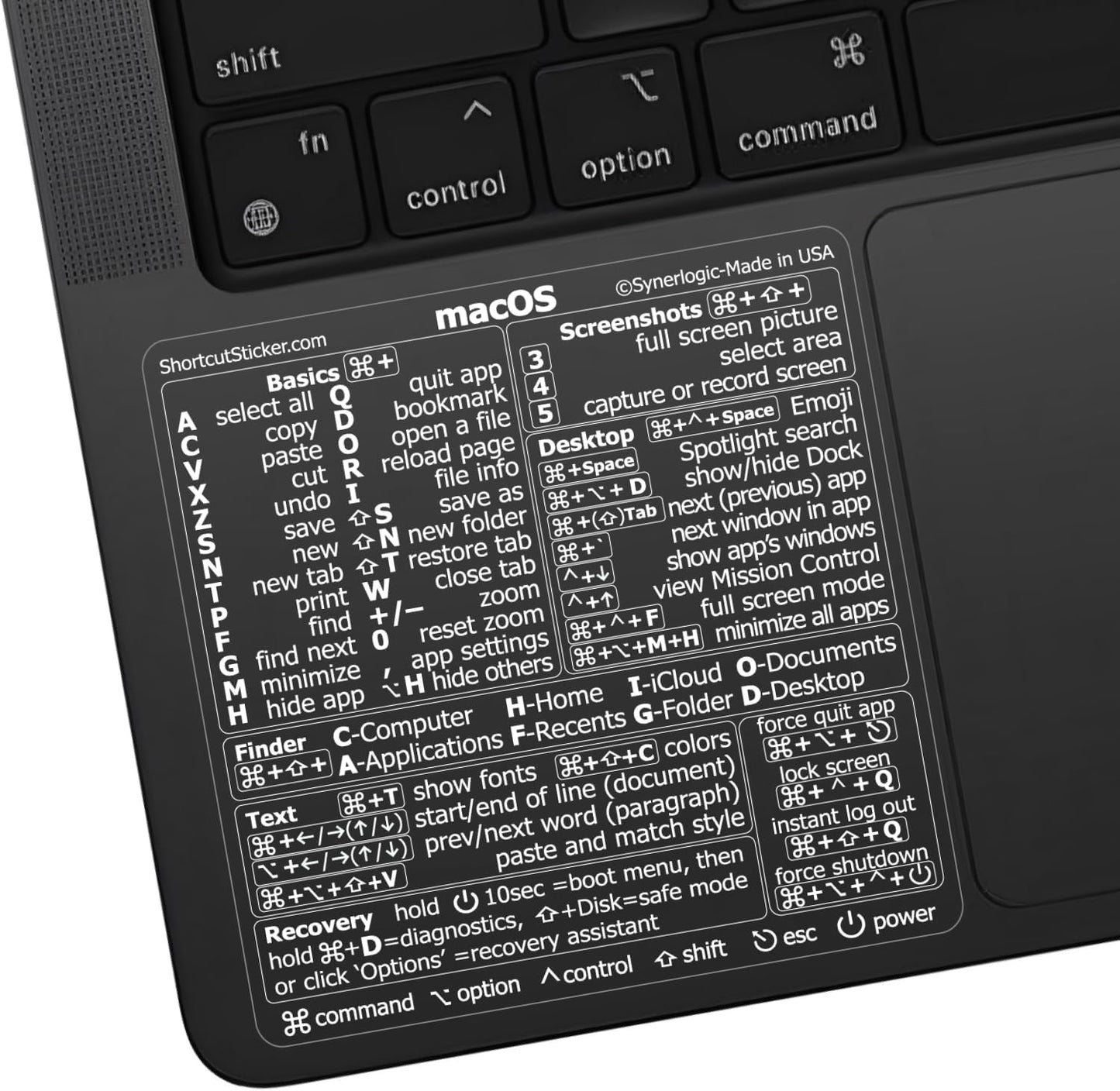 Master Mac OS Shortcuts with Synerlogic Keyboard Stickers 100pk