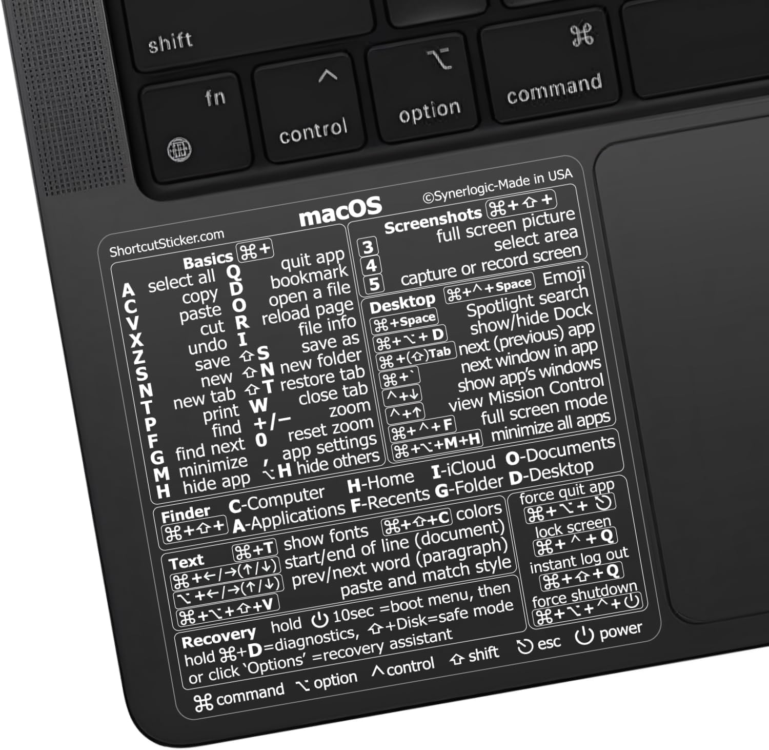 Master Mac OS Shortcuts with Synerlogic Keyboard Stickers 100pk