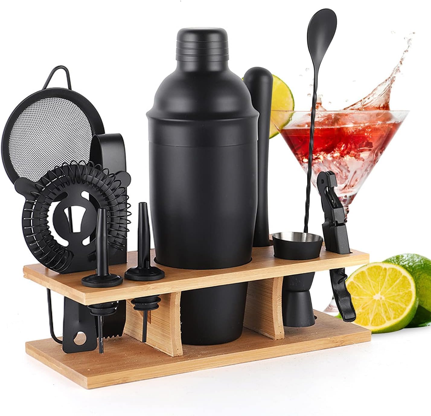 Ultimate Cocktail Kit with Bamboo Stand - Mix Perfect Drinks!