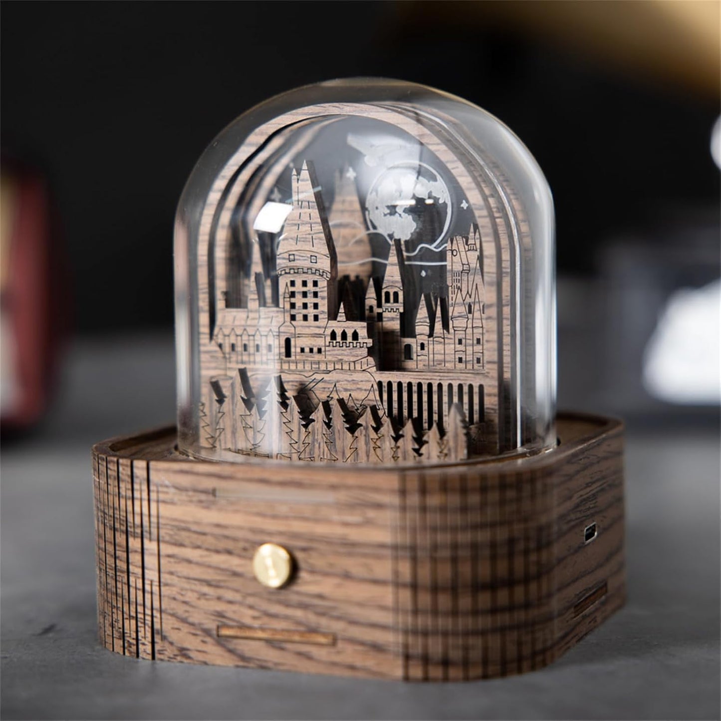 Vintage Castle Music Box with Night Light for Any Occasion