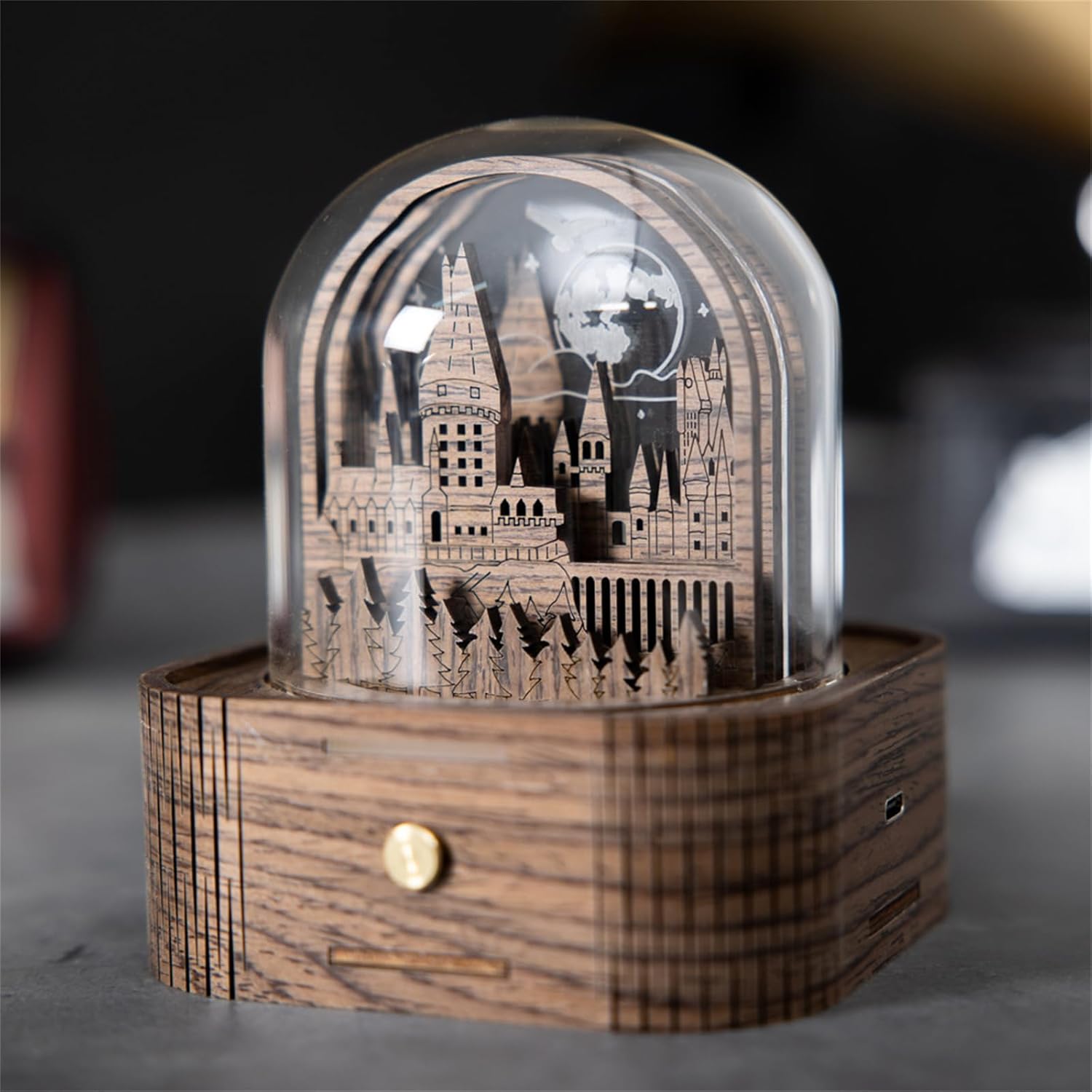 Vintage Castle Music Box with Night Light for Any Occasion