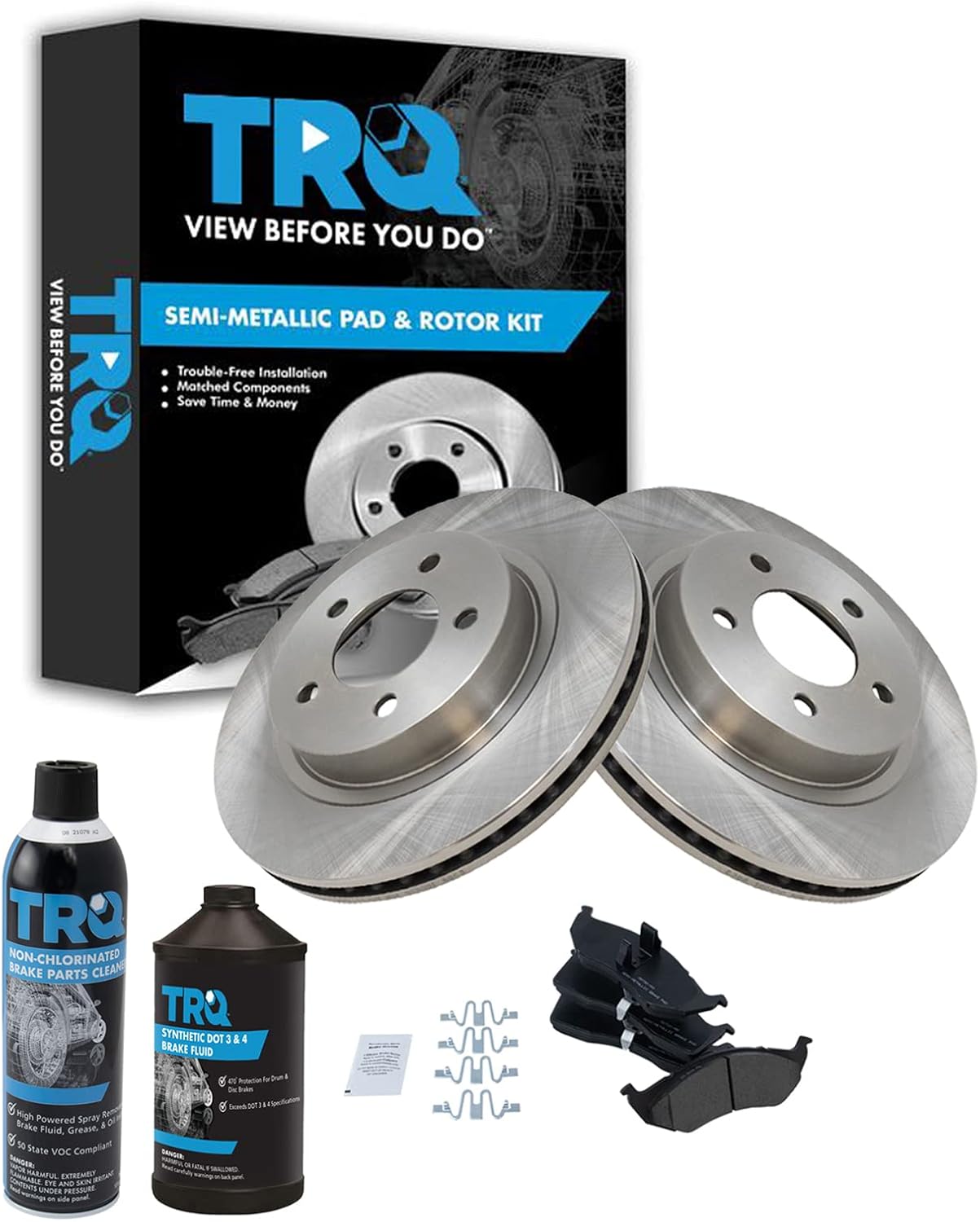 TRQ Front Brake Pad & Rotor Kit for Chrysler & Dodge Vehicles