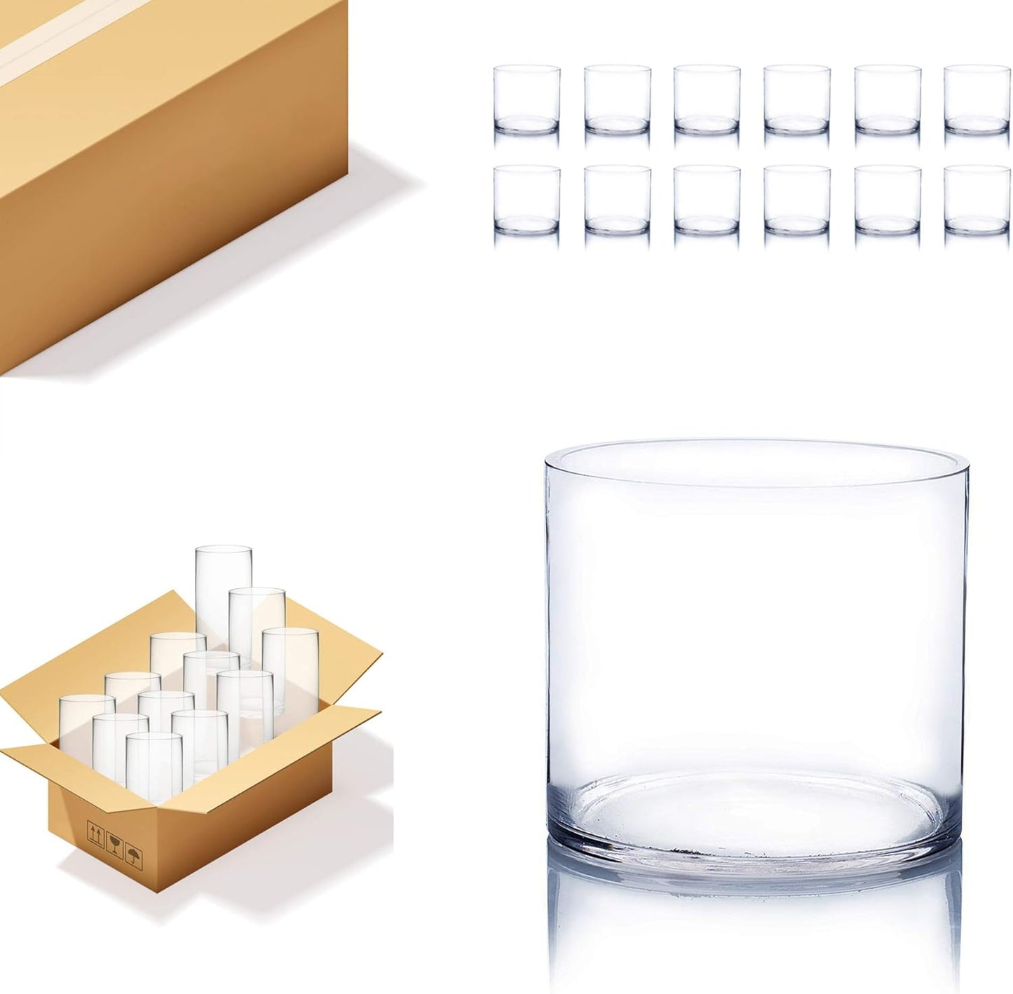 WGV Cylinder Vase Bulk - Clear Glass Terrarium Candle Holders