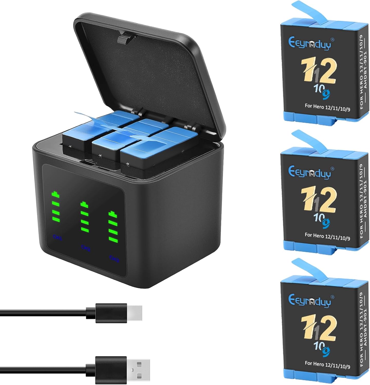 Rechargeable Battery Replacement for GoPro Hero 9/10/11/12 Black