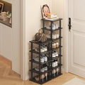 Vertical Shoe Rack - Tall Narrow Bamboo Shoe Organizer for Small