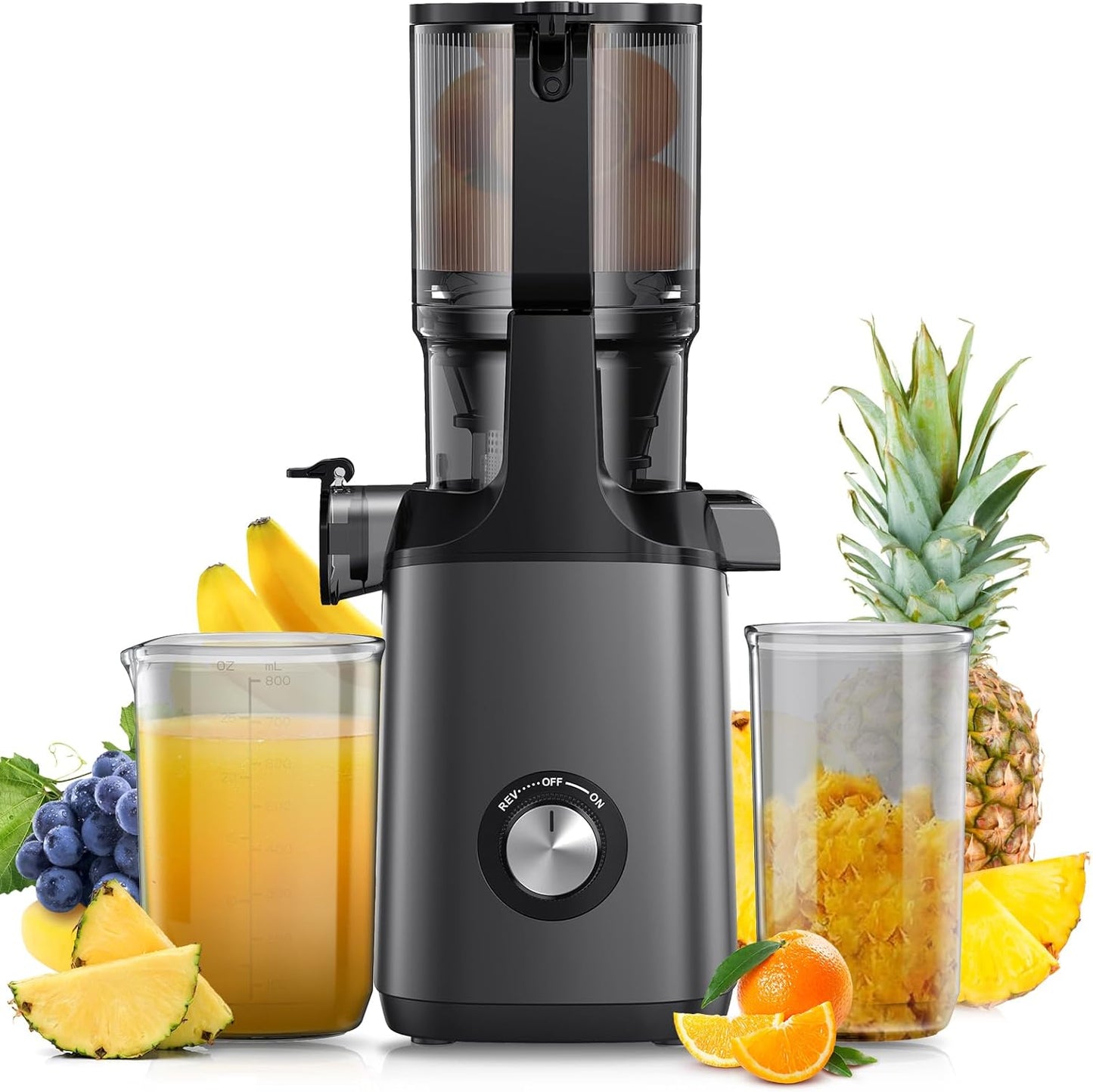 Cold Press Juicer with 4.3in Feed Chute for Whole Fruits