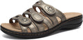 CIOR Women's Classic Leather Sandals Black - Adjustable Arch Support