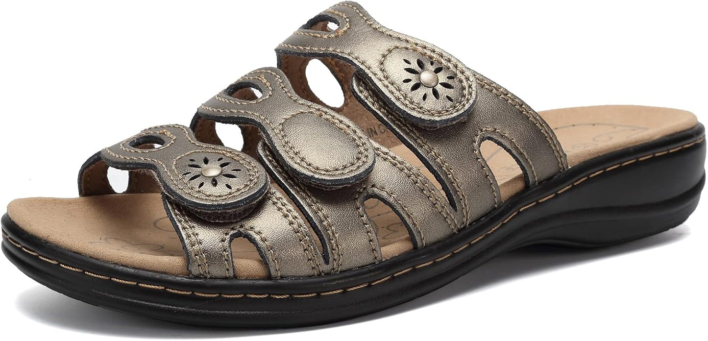 CIOR Women's Classic Leather Sandals for All-Day Comfort