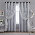 Greyish White Blackout and Sheer Layered Curtain Pair 52Wx108L - Dual