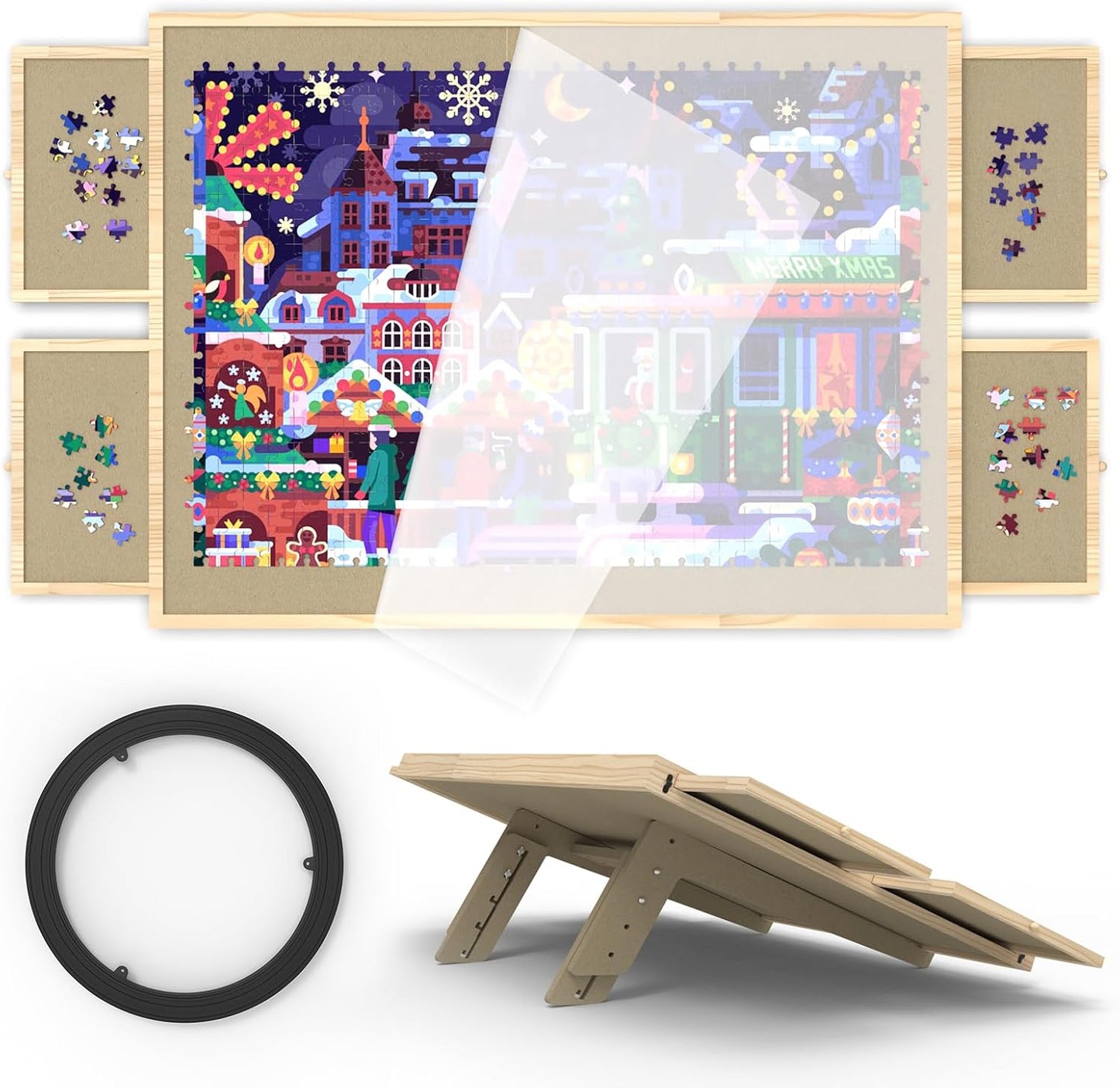 Puzzle Board with Drawers and Cover for 1500 Piece Jigsaw Fun