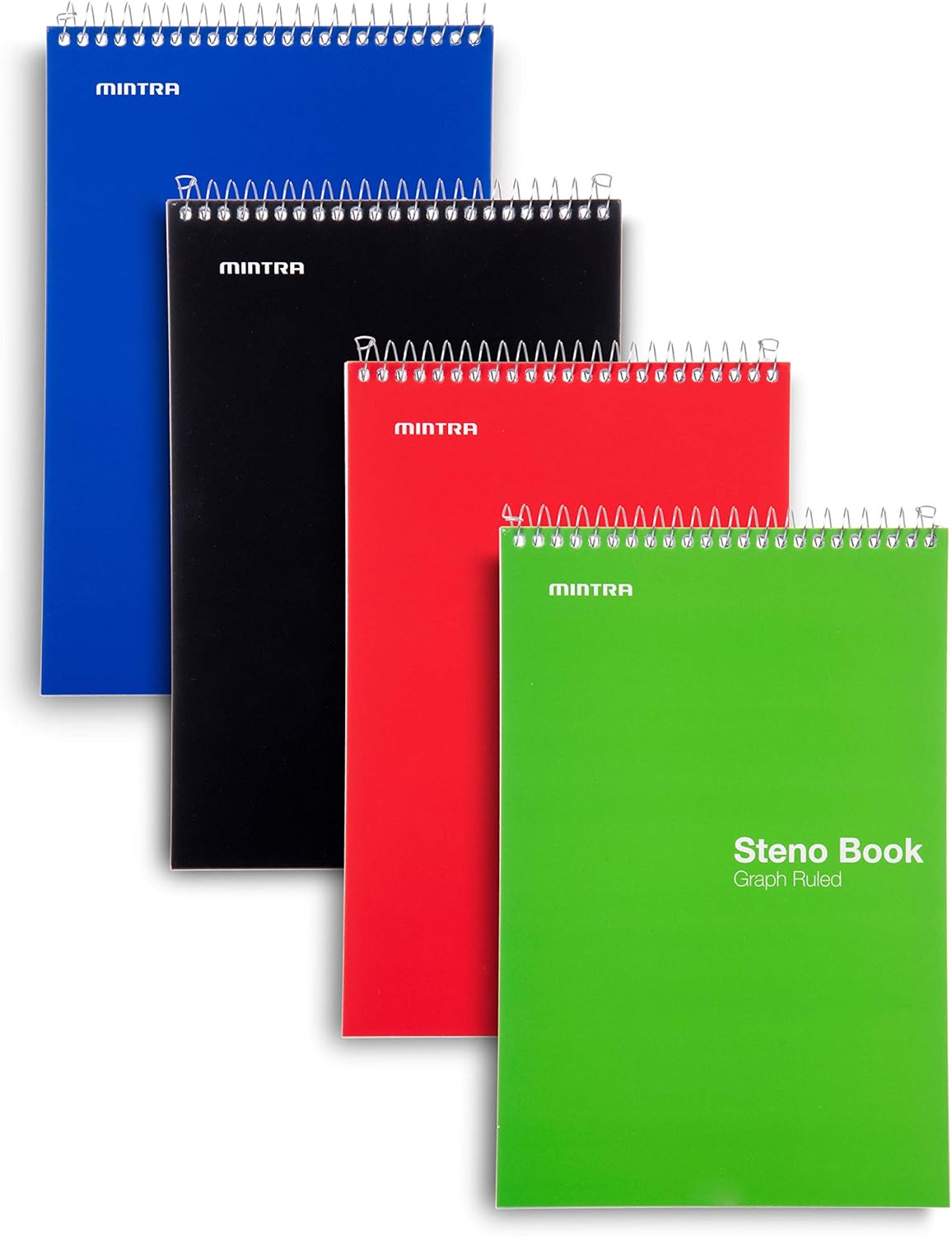 Mintra Office Graph Ruled Steno Book - 4-Pack for Easy Note-Taking