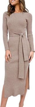 ANRABESS Womens Long Sleeve Sweater Dress Midi - Slim, Cozy Fit