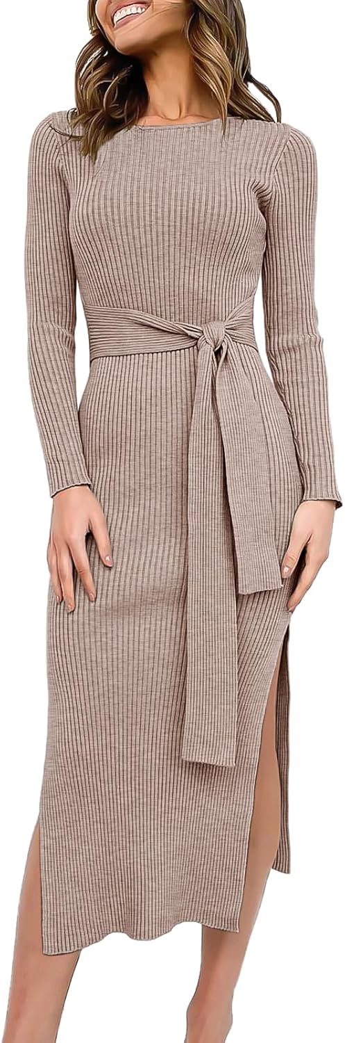 ANRABESS Womens Long Sleeve Sweater Dress for Fall Outfits