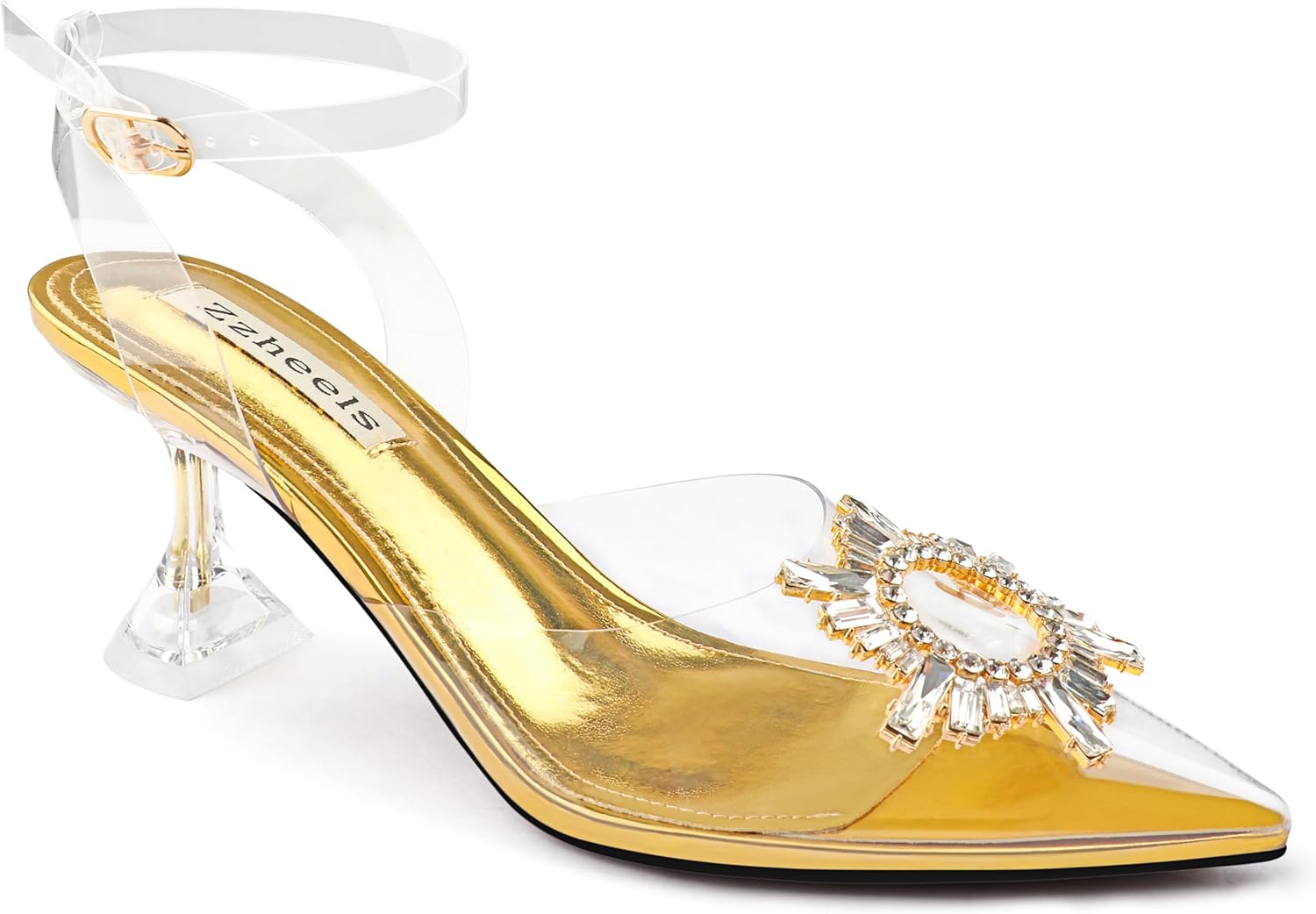 Zzheels Women's High Heel Crystal Slingback Pumps for Parties