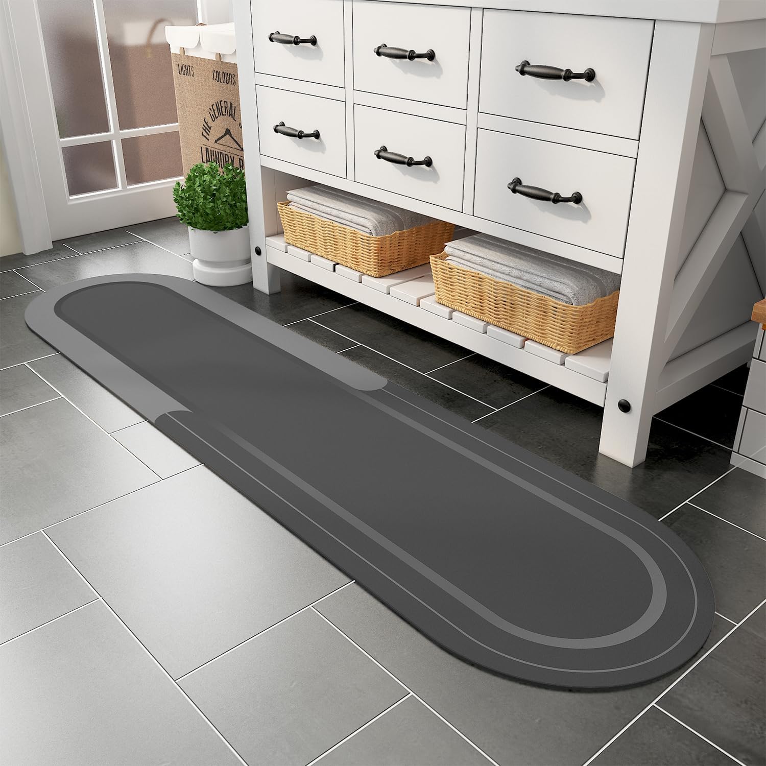 MontVoo Bath Mat Runner Non Slip Quick Dry 17in x 70in