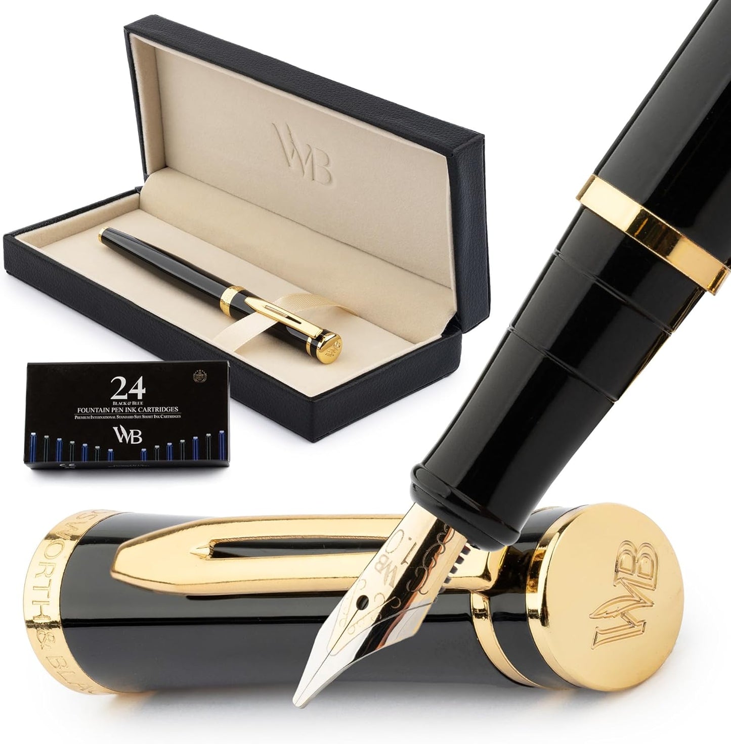 Wordsworth & Black Fountain Pen Set with 18K Gilded Broad Nib