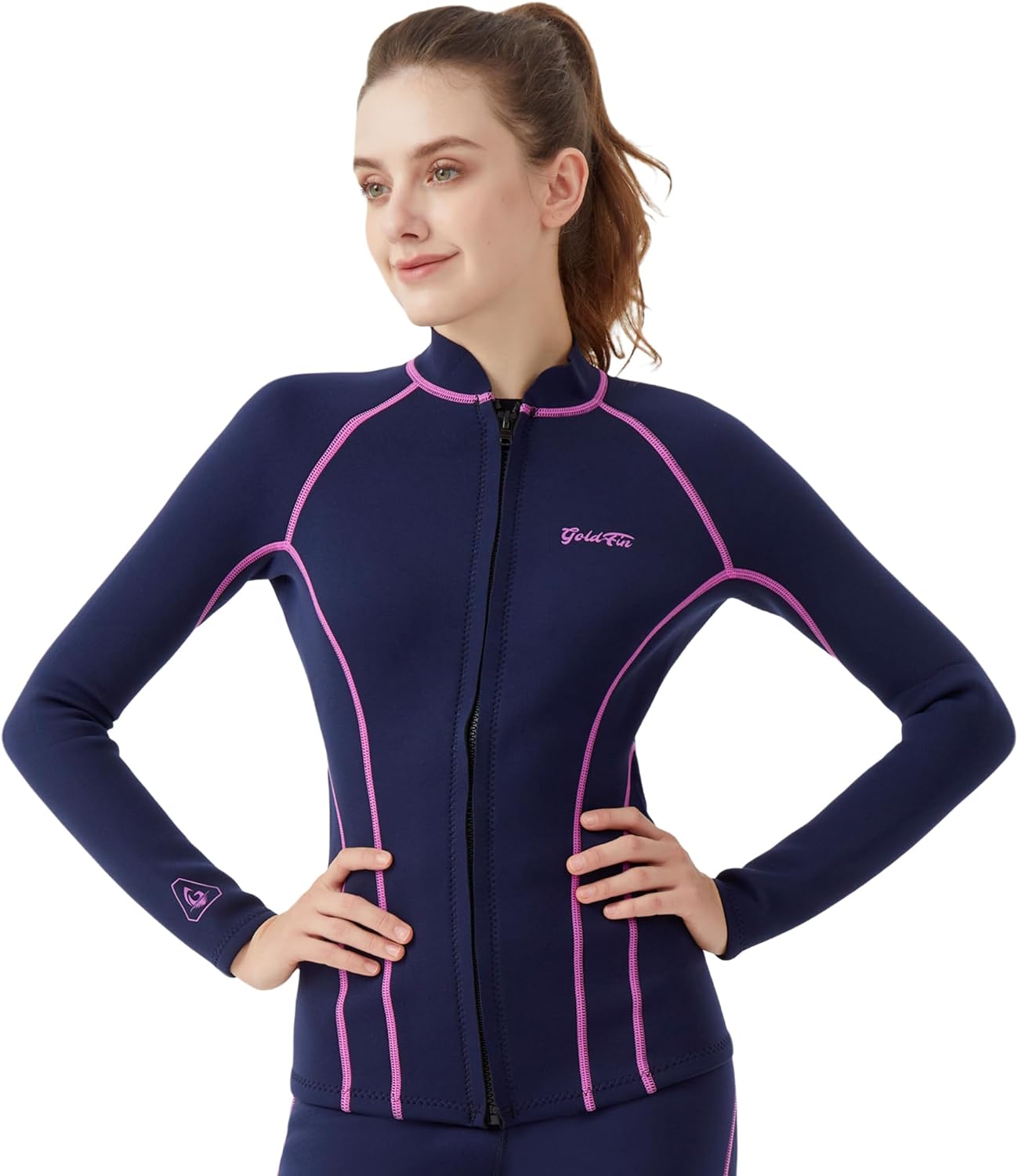 GoldFin Wetsuit Top for Women - 2mm Neoprene Long Sleeve Jacket