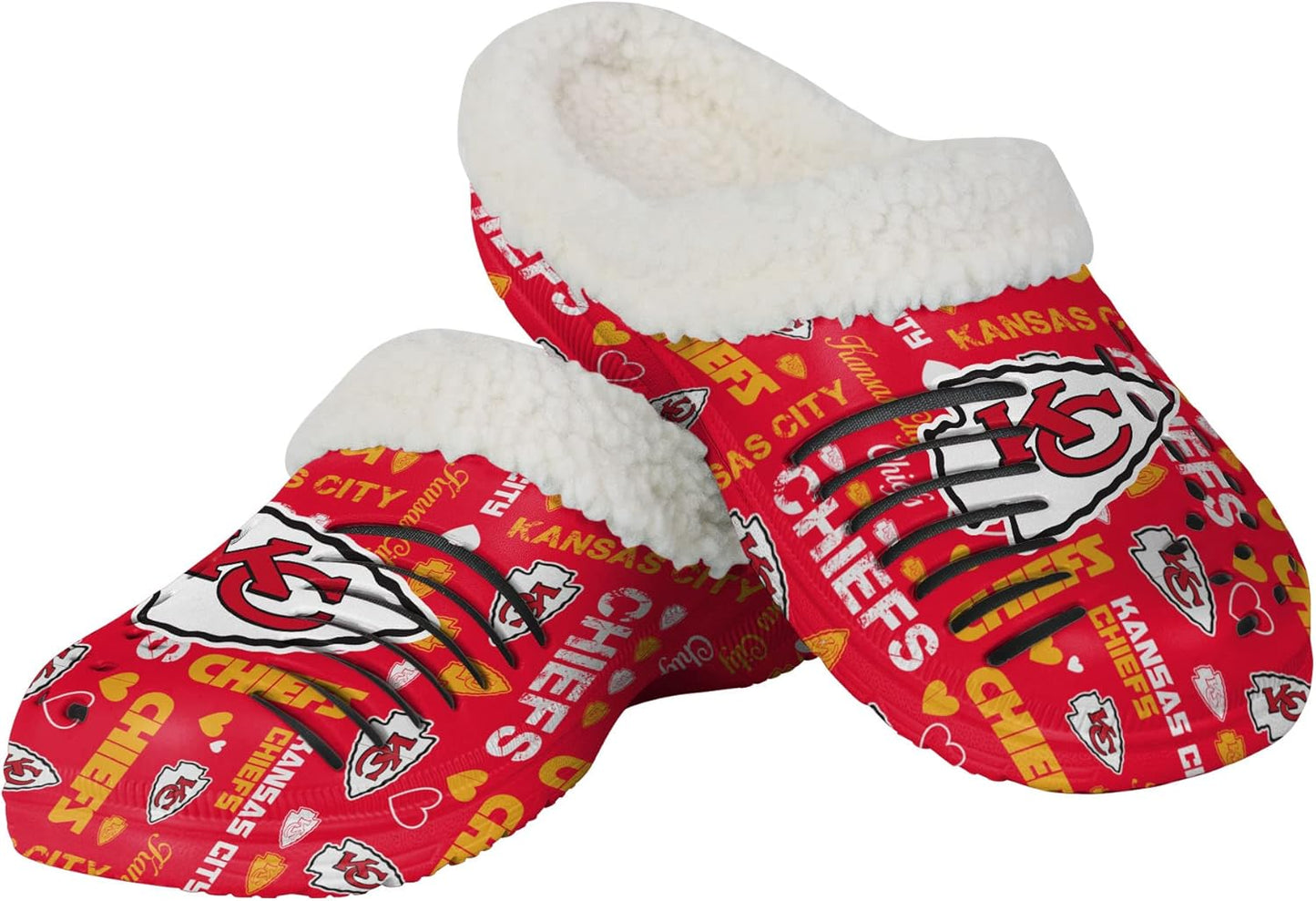 FOCO Women's NFL Team Logo Sherpa Lined Love Shoe Clogs