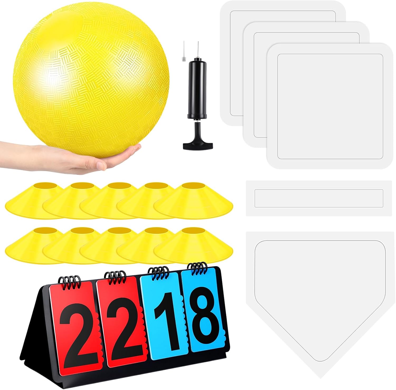 Jenaai 18 Pcs Sports Kickball Set for Backyard Fun and Games