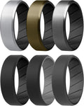 ROQ Men's Silicone Rings Single Beveled Edge - Comfortable Durable