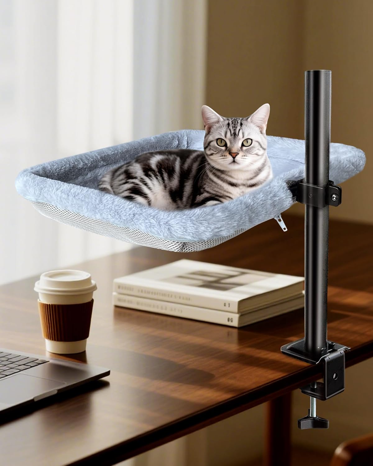 L&W BROS. Cat Desk Bed with Adjustable Height and 360 Rotation