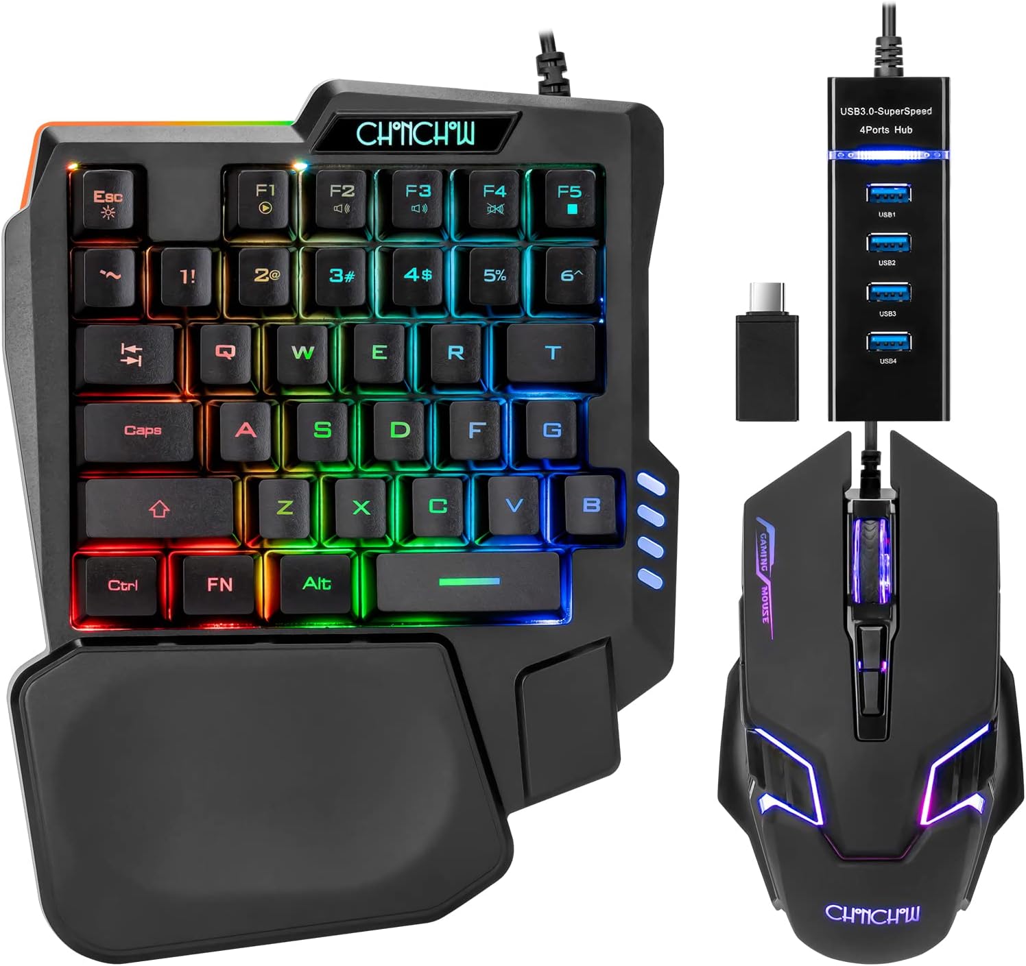 CHONCHOW One-Handed Gaming Combo with RGB Backlit