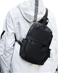 Large Black Sling Bag for Men and Women - Sport Crossbody Backpack