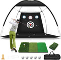 Golf Net 10x7ft Home Hitting Net - Foldable Tri-Turf Practice Set