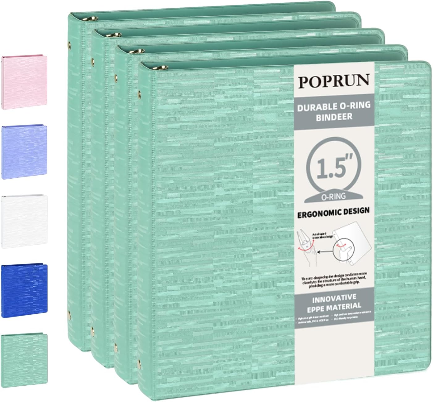 POPRUN 3 Ring Binder 1.5 Inch, Eco-Friendly & Durable Organizer