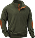 Mens Corduroy Quarter Button Pullover Sweatshirt - Stand Collar