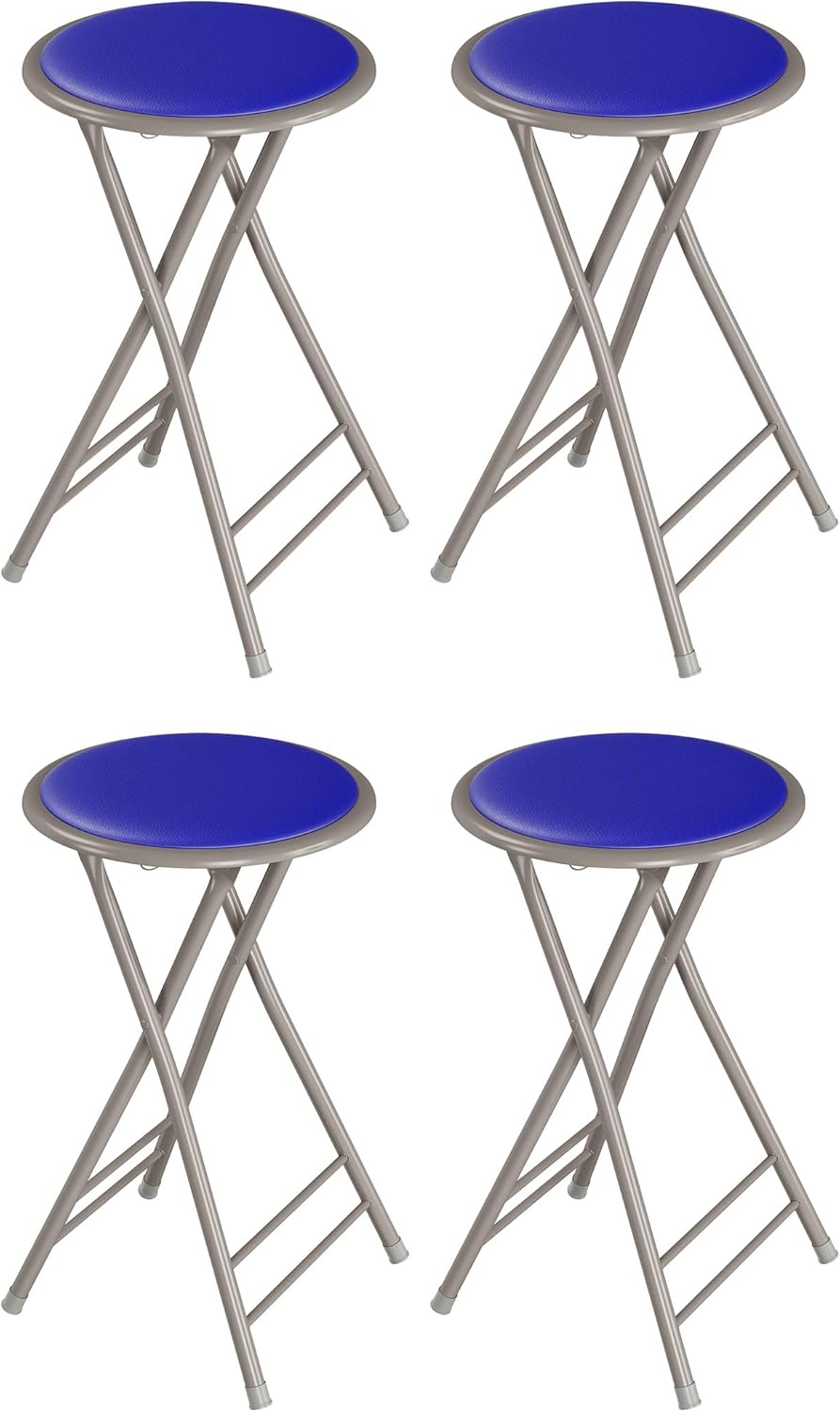 Folding Stool Set of Four 24-Inch Padded Stools for Seating
