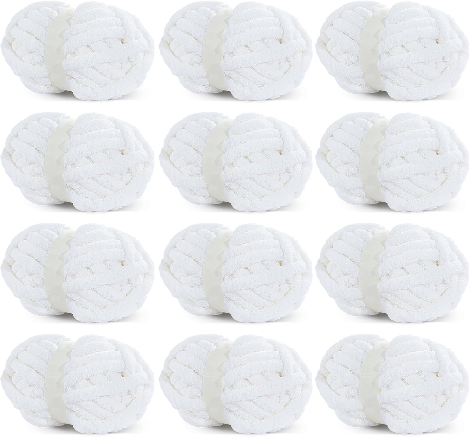 Hombys Pure White Chunky Chenille Yarn for Cozy Knitting Projects
