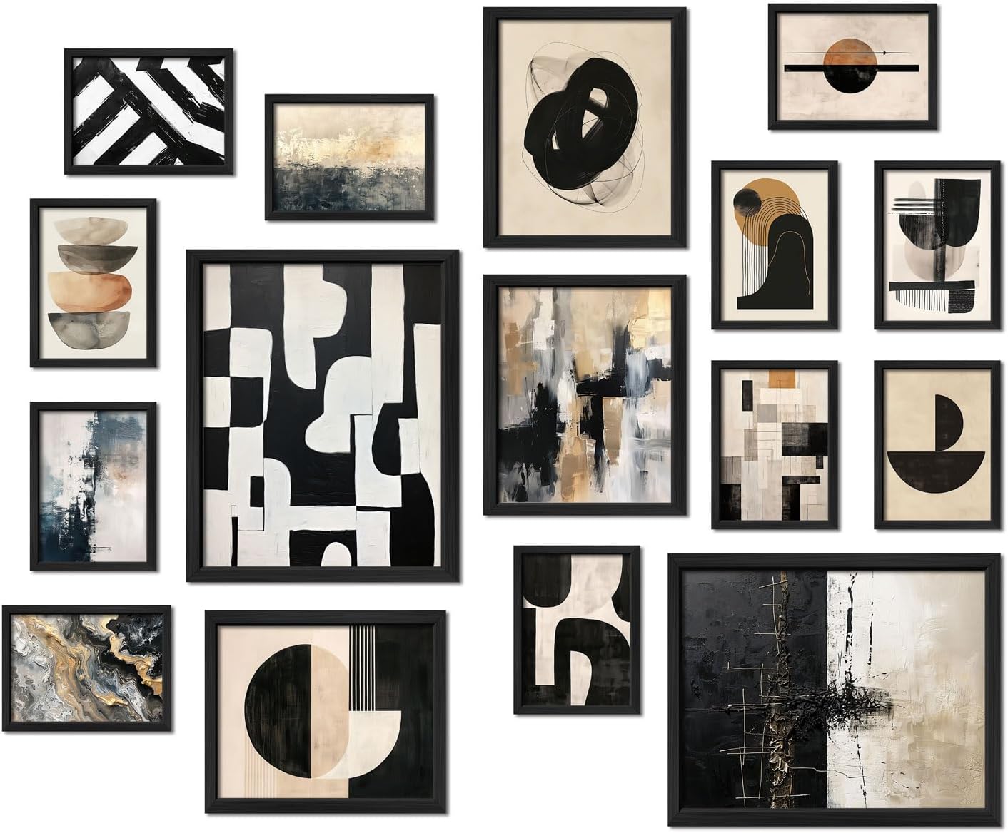 Framed Black and White Abstract Wall Art Decor for Any Space