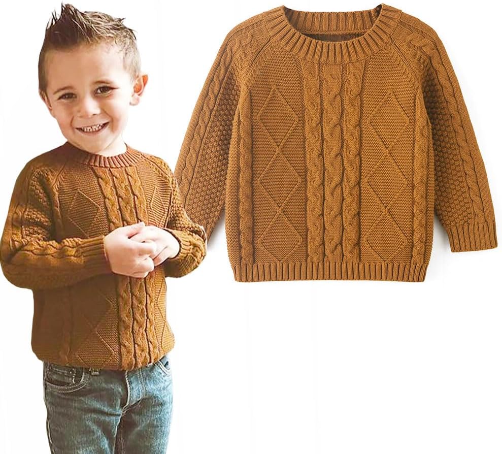 Curipeer Baby Boys Girls Cable Knit Sweater for Fall and Winter